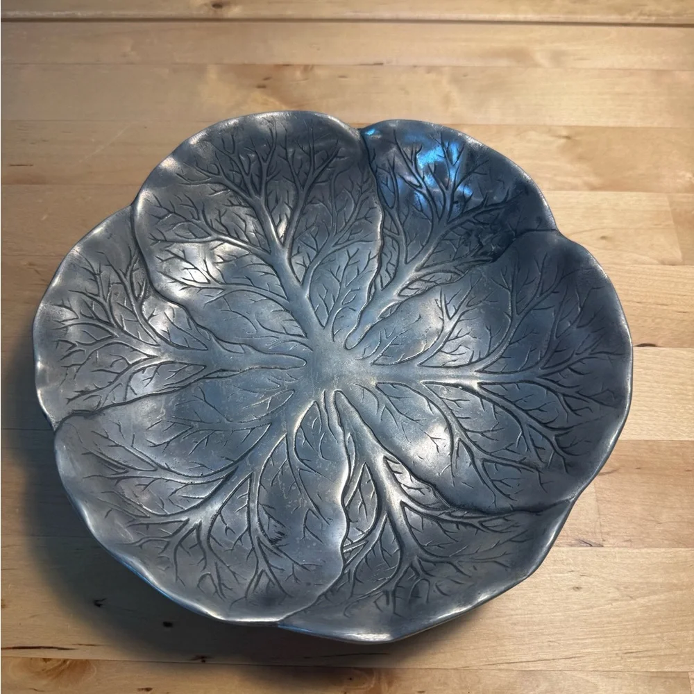 Vintage Arthur Court 1982 Cabbage Leaf Bowl Textured Aluminum 8” Collectible